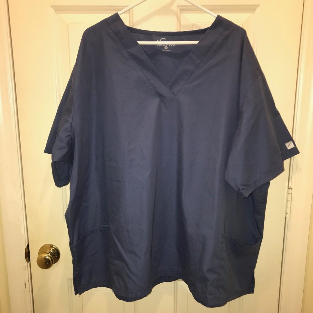 3X Two-Pocket Women's Scrub Top (Blue)